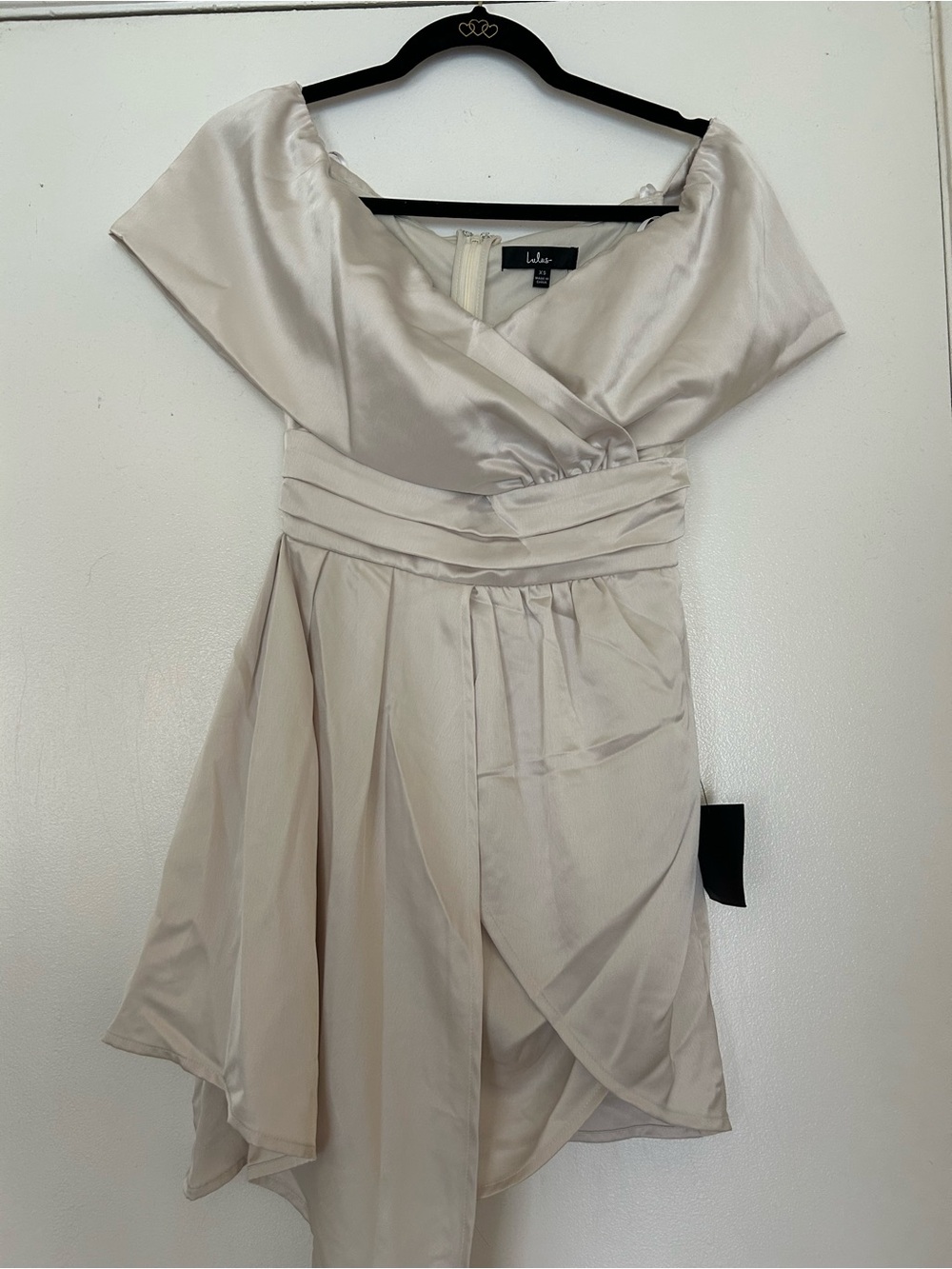 Lulus Cream Satin Fit & Flare Dress